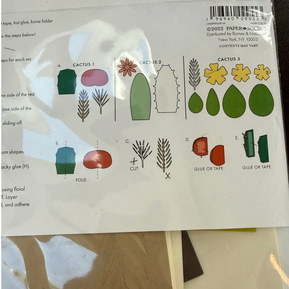 Paper Source Potted Cactus‎ Kit DIY Paper Craft 3D Succulent Decor CP59991691M